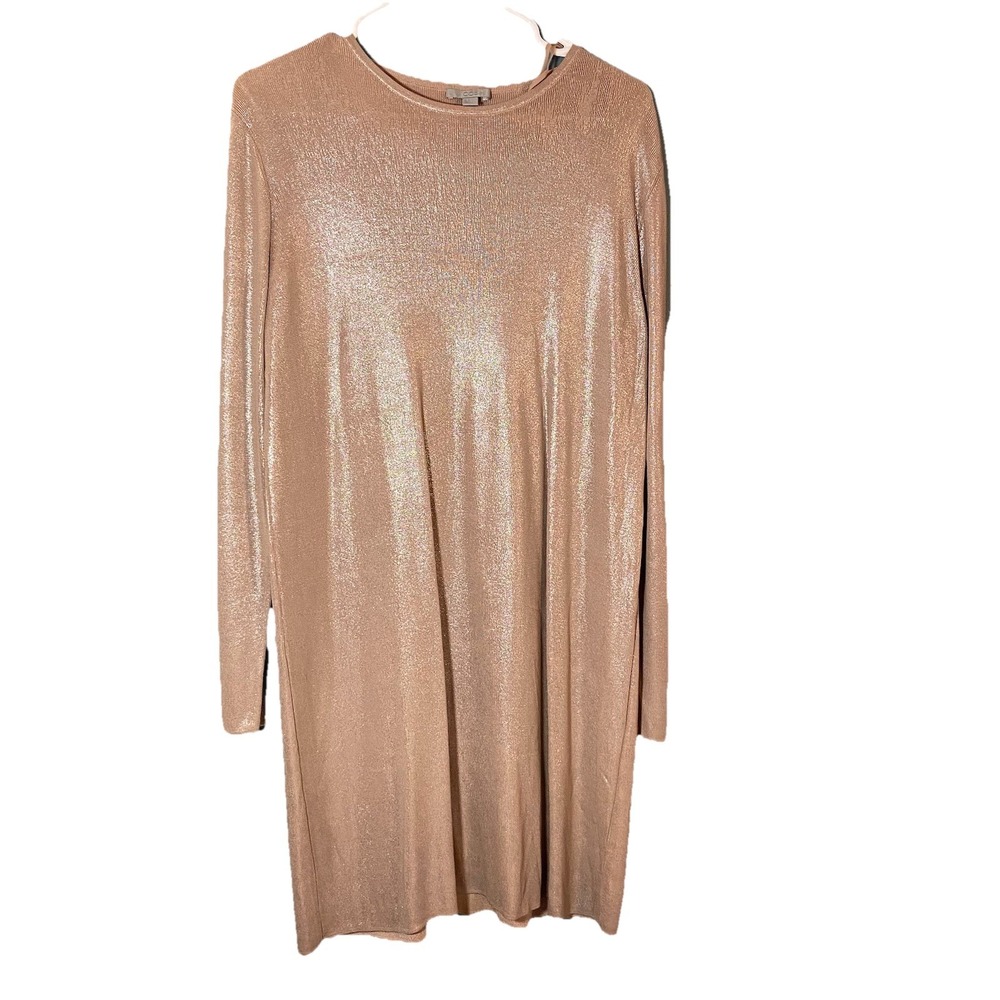 COS Women's Metallic Pink Dress Long Sleeve Size Small Midi Viscose - Picture 8 of 9